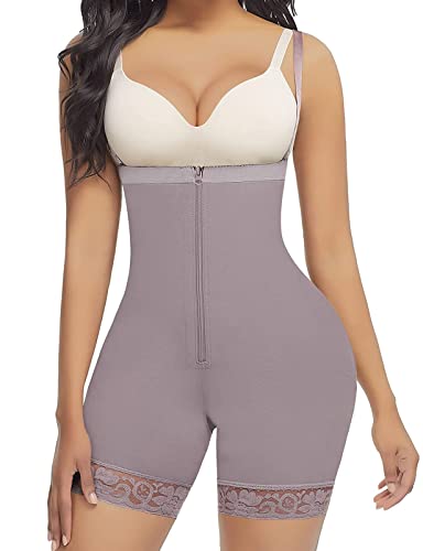 FeelinGirl Miederhose Stark Formend Hohe Taille Shaping Hose Bauchweg für Damen Große Größe mit Abnehmbare und Einstellbare Träger Hourglass Bodyshape Offener Schritt Braun 5XL von FeelinGirl