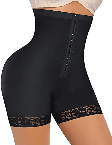 FeelinGirl Miederhose für Damen Bauchweghose Feste Kontrolle Shapewear Oberschenkel Gezielter Kompression Po-Lifter Shorts Bauch Weg Hohe Taille mit Haken Miederslips Schwarz XXL von FeelinGirl