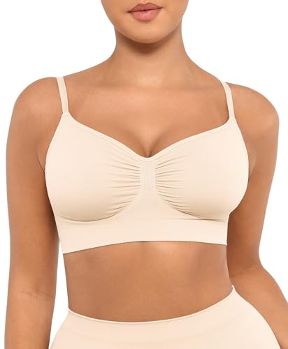 FeelinGirl Nahtlose Komfort-BHS Ungepolstert Bralettes für Damen ohne Bügel mit Bequem Unterstützend für Jeden Tag Pullover-BH Große Größen Hautfarbe M von FeelinGirl