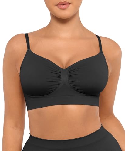 FeelinGirl Nahtlose Komfort-BHS Ungepolstert Bralettes für Damen ohne Bügel mit Bequem Unterstützend für Jeden Tag Pullover-BH Große Größen Schwarz XL von FeelinGirl