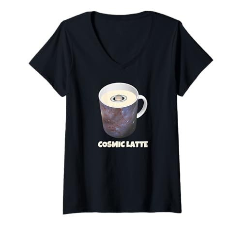 Damen Kosmische Latte-Spiralgalaxie Saturn Cosmo Science Nerds Spaß T-Shirt mit V-Ausschnitt Damen Kosmische Latte-Spiralgalaxie Saturn Cosmo Science Nerds Spaß T-Shirt mit V-Ausschnitt von Feeling Inspired