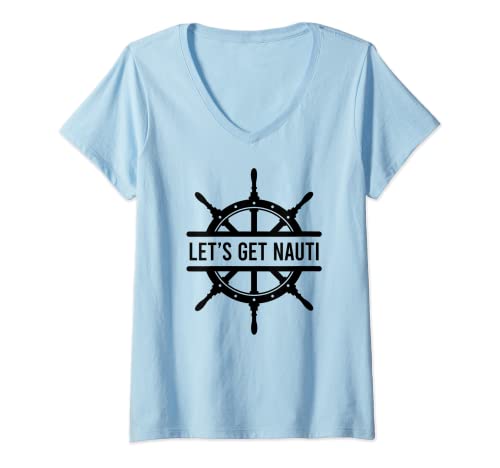 Damen Let's Get Nauti T-Shirt mit V-Ausschnitt Damen Let's Get Nauti T-Shirt mit V-Ausschnitt von Feeling Nauti and Let's Get Nauti Shirts