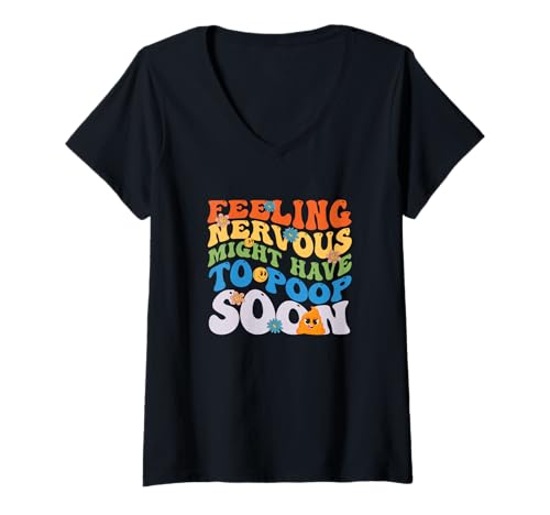 Damen Lustiges Kacken nervös könnte Bald kacken T-Shirt mit V-Ausschnitt Damen Lustiges Kacken nervös könnte Bald kacken T-Shirt mit V-Ausschnitt von Feeling Nervous Might Have To Poop Gift