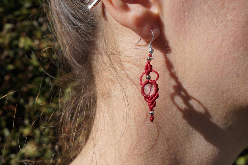 Makramee-Ohrringe Mit Heilstein Und Silbernen Perlen Amethyst Karneol Jade von FeelingishealingShop