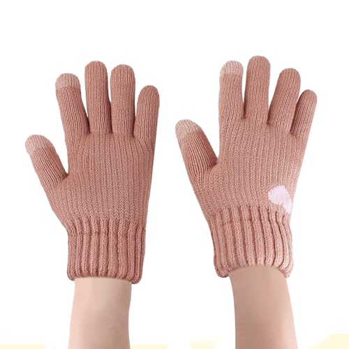 Feelorna Damen Winterhandschuhe, Frauen Mode Touchscreen Handschuhe, Nette Herz Muster Thermo Handschuhe, Weiche Warme Elastischer Strickhandschuhe für Die Arbeit Im Freien Laufen Radfahren von Feelorna