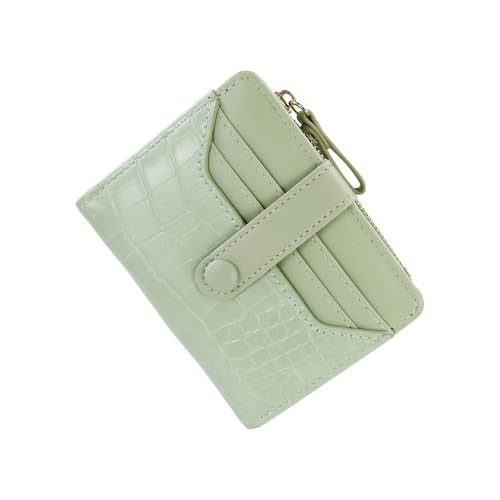 Feelorna Geldbörse Damen klein, PU Leder Damen Geldbeutel mit Mehreren Kartenfächern Kreditkartenetui, Mini Kurzformat Portemonnaie mit Reißverschluss Münzfach und Ausweisfach (Grün) von Feelorna