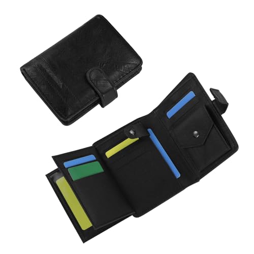 Feelorna Geldbörse Herren, Große Kapazität PU Leder Geldbeutel mit Münzfach, Dreifach gefaltete Kreditkartenetui mit 13 Kreditkartenfächern und 3 Ausweisfächern (Schwarz) von Feelorna