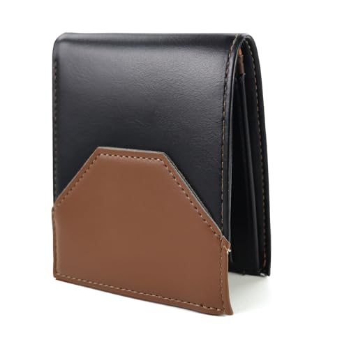 Feelorna Geldbörse Herren, große Kapazität Portemonnaie PU Leder Kreditkartenetui mit Mehreren Kartensteckplätzen, Bifold Slim Wallet tragbare kleine Geldbeutel mit ID-Fenster (Klassisch, Schwarz) von Feelorna