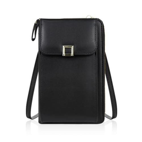 Feelorna Kleine Umhängetasche für Damen, PU-Leder, Handy-Geldbörse, Mini-Crossbody-Tasche mit verstellbarem Schulterriemen, Schwarz, Small, Modern Feelorna Kleine Umhängetasche für Damen, PU-Leder, Handy-Geldbörse, Mini-Crossbody-Tasche mit verstellbarem Schulterriemen, Schwarz, Small, Modern von Feelorna