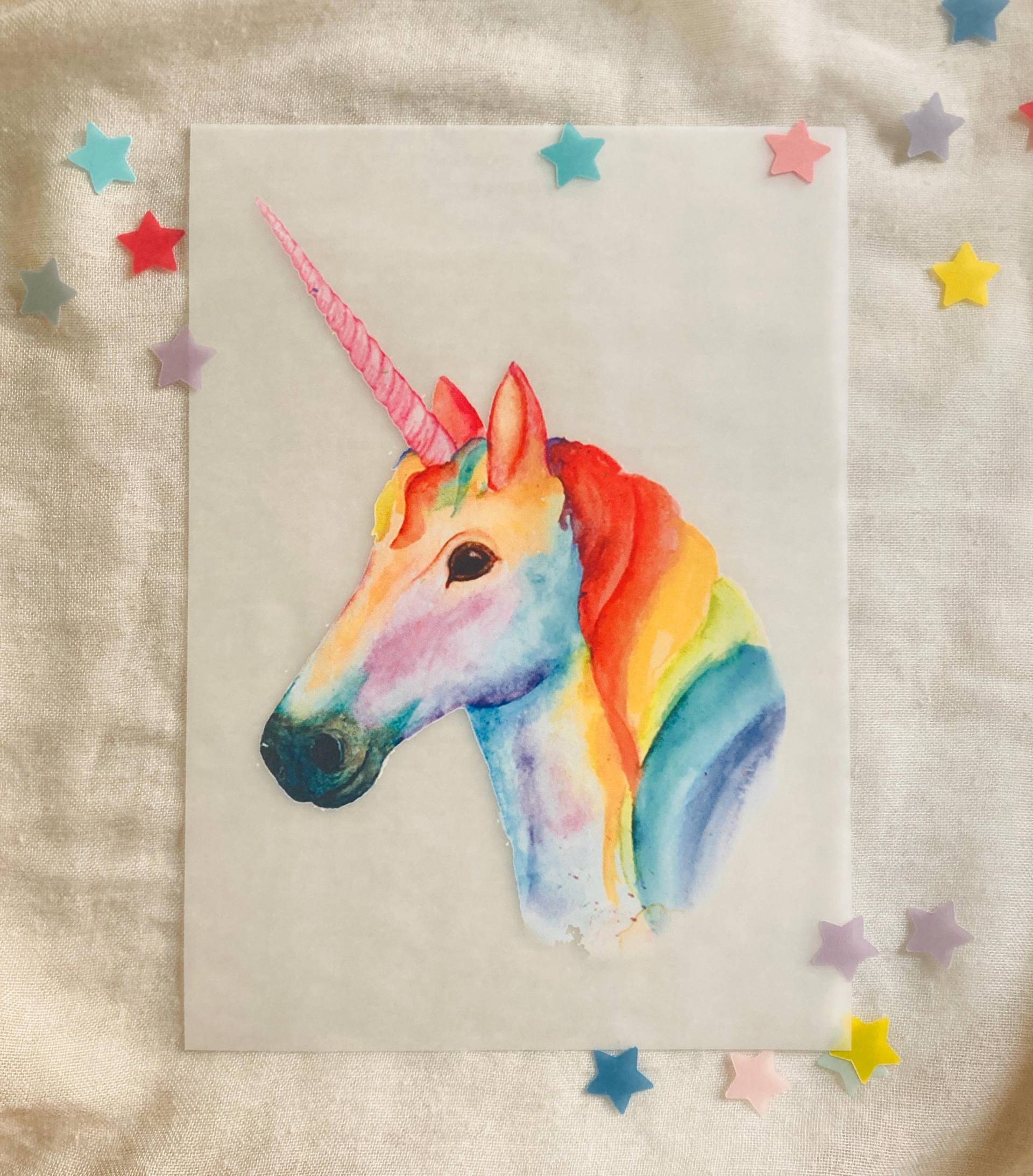 Einhorn Bügelbild, Din A5, Regenbogenfarben, Textilsticker, Für Kinderkleidung, Geschenkverpackungen, Taschen Einhorn Bügelbild, Din A5, Regenbogenfarben, Textilsticker, Für Kinderkleidung, Geschenkverpackungen, Taschen von Feenfeder