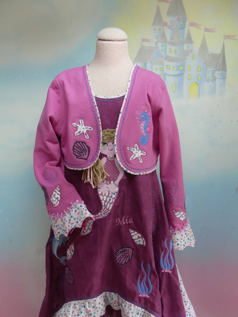 1Teil Bolero Gr. 86-140 Delfin Seestern Seepferdchen Sweaty Jäckchen Rosa Pink Beere Einschulung Unikat Feenkleiddesign von FeenkleidDesign2020