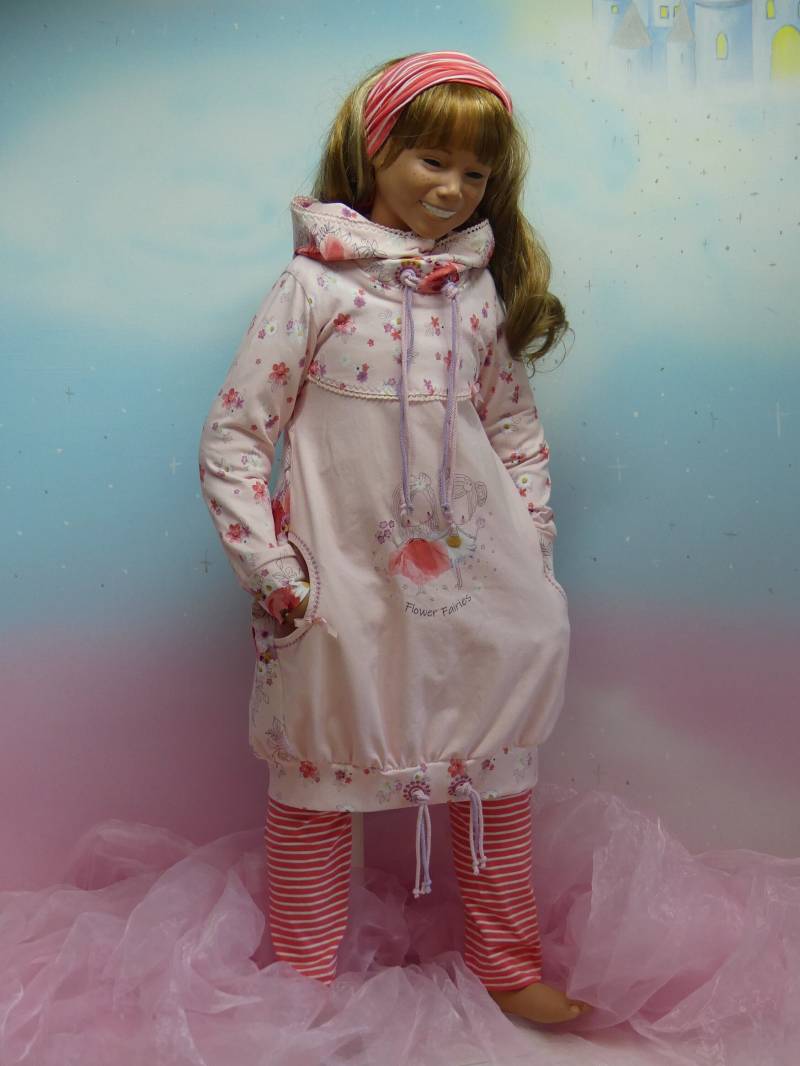 1Teil Leggings Gr. 50-140 Apricot Rosa Weiß Ringel Streifen Jogger Mitwachs Pants Hose Jersey Handmade Unikat Feenkleiddesign von FeenkleidDesign2020