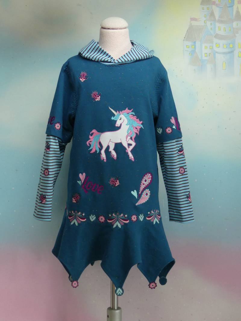 Zipfelpulli Gr. 86-140 Einhorn Katze Kitty Hund Kapuzen Pullover Pulli Hoodie Türkis Beere Mädchen Unikat Handmade Feenkleiddesign von FeenkleidDesign2020