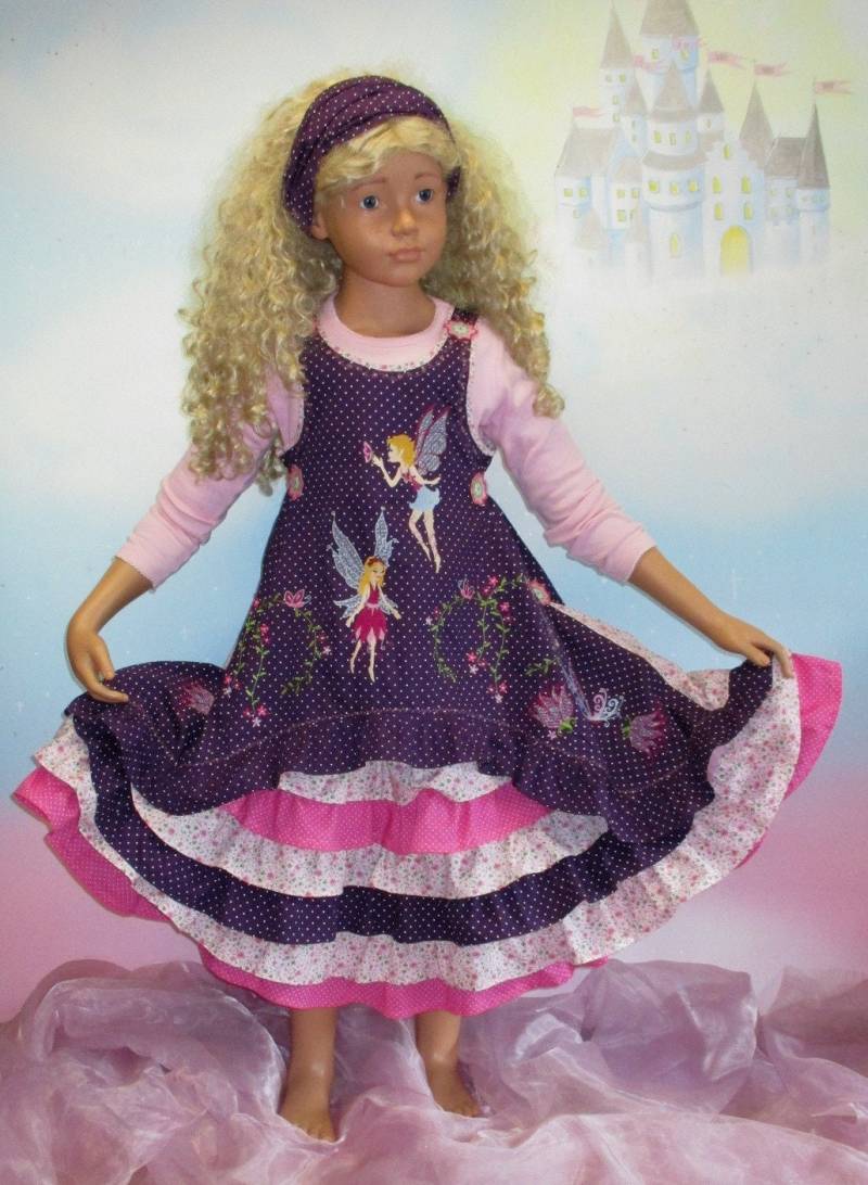 Kleid Gr. 86-140 Elfe Fee Schmetterling Blüten Ranken Lila Pink Rosa Rüschenkleid Einschulung Unikat Handmade Feenkleiddesign von FeenkleidDesign2020