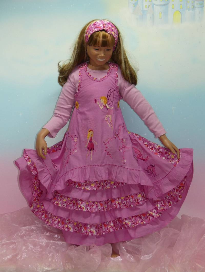 2Teile Kleid Gr. 86-140 Elfe Fee Schmetterling Blüten Ranken Rosa Pink Rot Rüschenkleid Einschulung Unikat Handmade Feenkleiddesign von FeenkleidDesign2020
