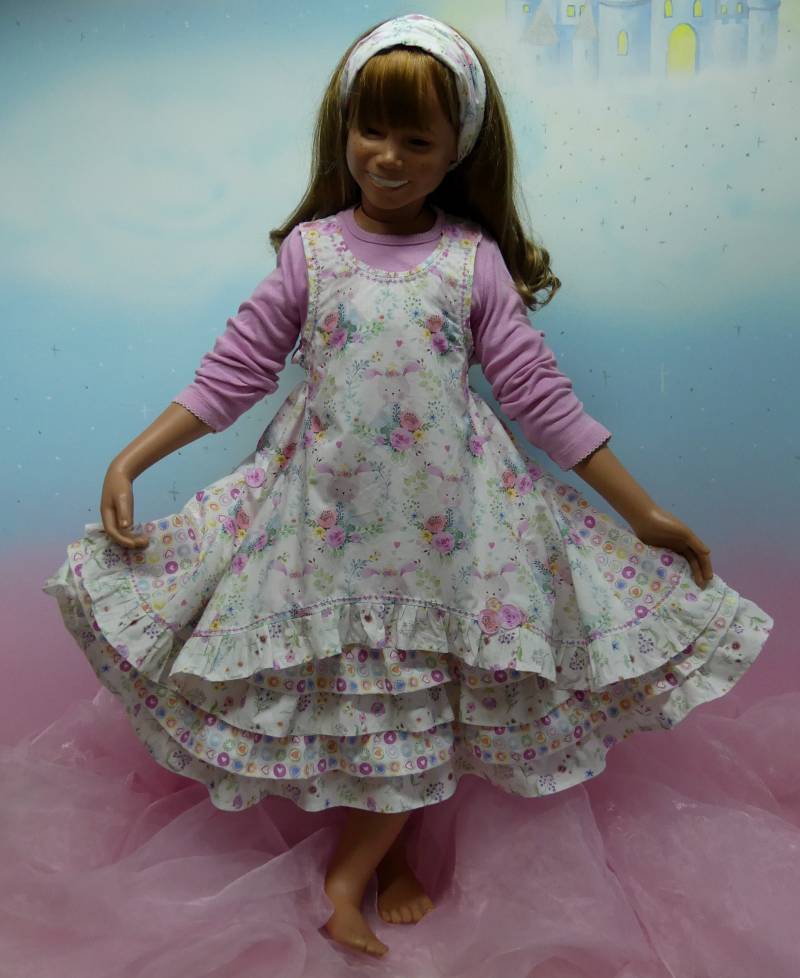 Kleid Gr. 86-140 Prinzessin Hase Cremweiß Rosa Blau Rüschenkleid Einschulung Blumenkind Brautjunfer Unikat Handmade Feenkleiddesign von FeenkleidDesign2020