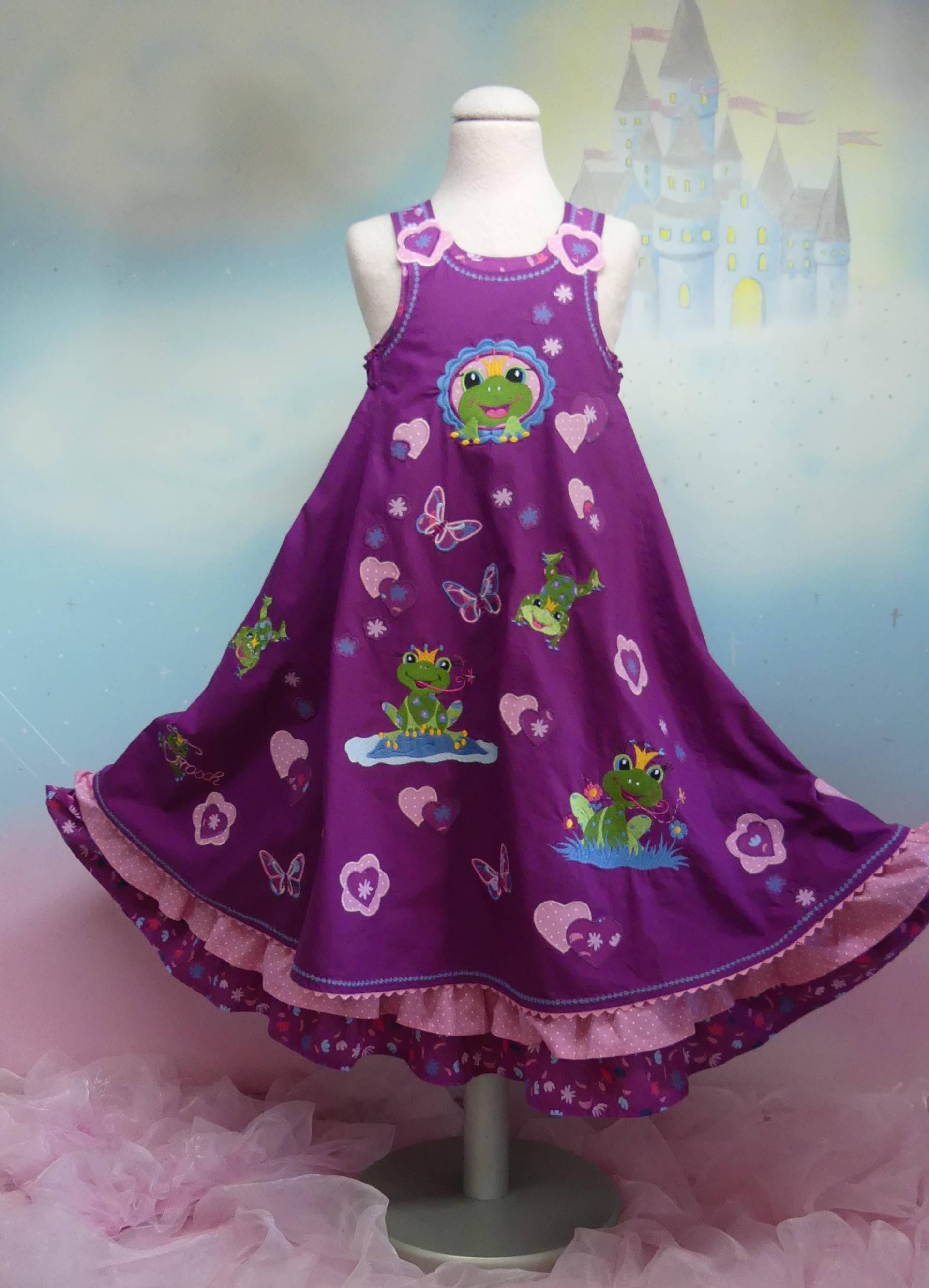 2Teile Kleid Gr.86-140 Schmetterlinge Butterfly Papillon Rot Rosa Türkis Blau Rüschenkleid Einschulung Unikat Handmade Feenkleiddesign von FeenkleidDesign2020