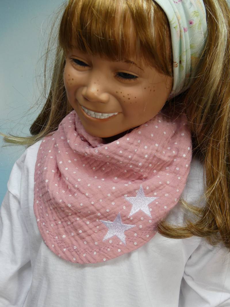 Dreieckstuch 45x45x65cm Rosa Name Püntchen Sterne Musselintuch Halstuch Kind Baby Spucktuch Kuscheltuch Musseline Tuch 100% Bw Ökotex von FeenkleidDesign2020