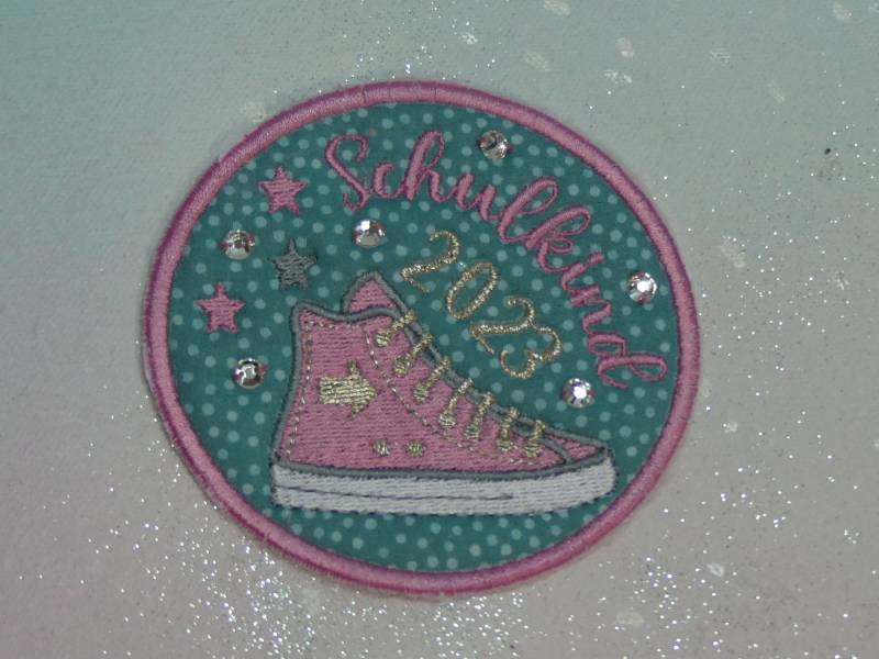 Klettie Patch 10cm Schulkind Datum Turnschuh Wunsch Für Magnet Schulranzen Applikation Schultüte Einschulung Handgefertigt Feenkleiddesign von FeenkleidDesign2020