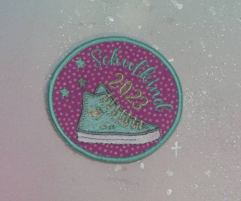 Klettie Patch 10cm Schulkind Datum Turnschuh Wunsch Für Magnet Schulranzen Applikation Schultüte Einschulung Handgefertigt Feenkleiddesign von FeenkleidDesign2020