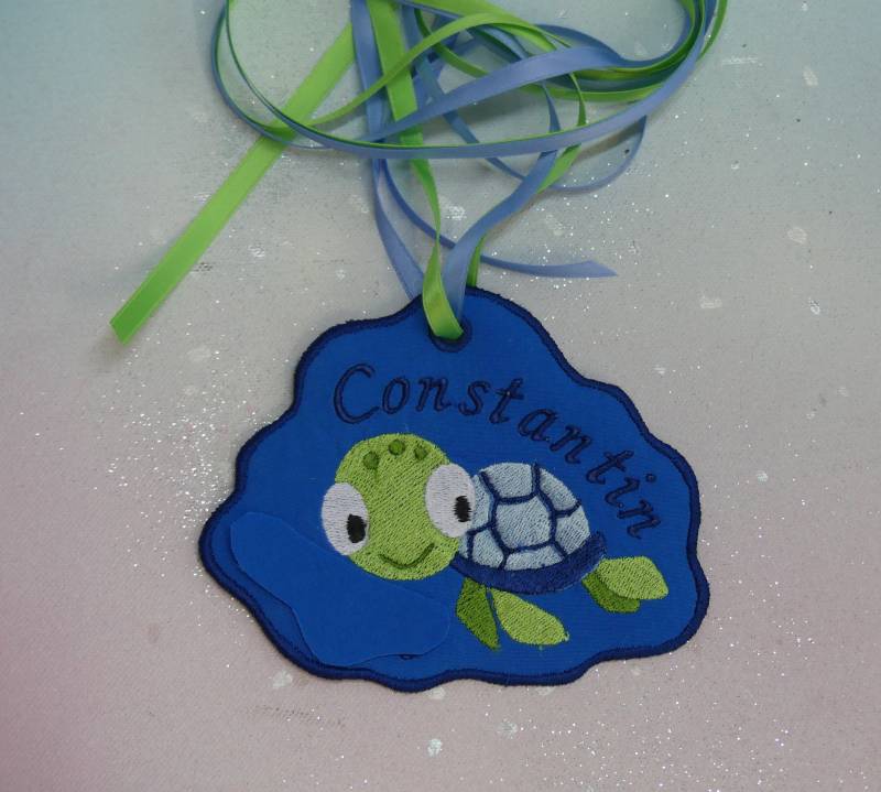 Klettie Patch 11-13 cm Schildkröte Turtel Blau Grün Schulkind Für Magnet Schulranzen Applikation Einschulung Feenkleiddesign von FeenkleidDesign2020