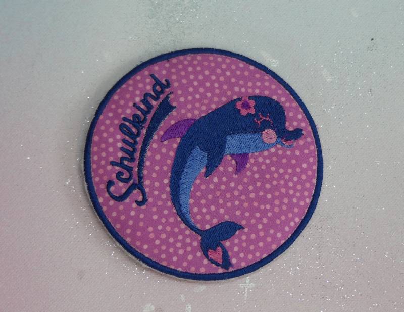 Klettie Patch 11cm Delfin Delphin Fisch Schulkind Für Magnet Schulranzen Meerjungfrau Rosa Blau Applikation Schultüte Feenkleiddesign von FeenkleidDesign2020