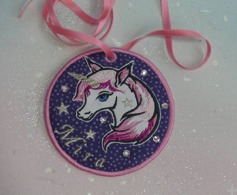 Klettie Patch 11cm Schulkind Einhorn Wunsch Name Für Magnet Schulranzen Applikation Schultüte Einschulung Handgefertigt Feenkleiddesign von FeenkleidDesign2020