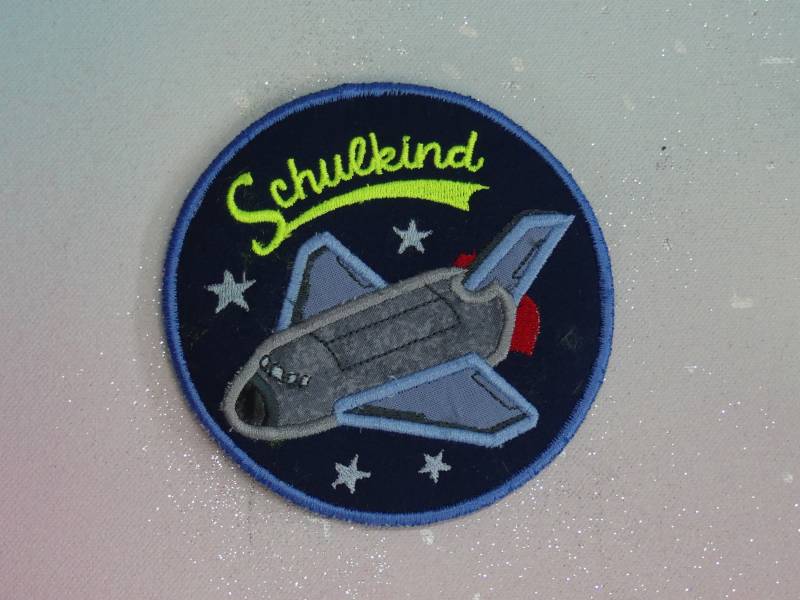 Klettie Patch 11cm Space Shuttle Raket Weltraum Schulkind Wunsch Für Magnet Schulranzen Applikation Schultüte Einschulung Feenkleiddesign von FeenkleidDesign2020