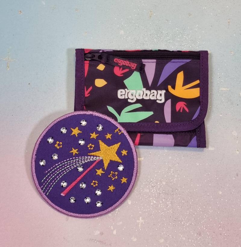 Klettie Patch 11cm Stern Zauberstab Feenstab Für Magnet Schulranzen Lila Gelb Schulkind Schultüte Einschulung Handgefertigt Feenkleiddesign von FeenkleidDesign2020