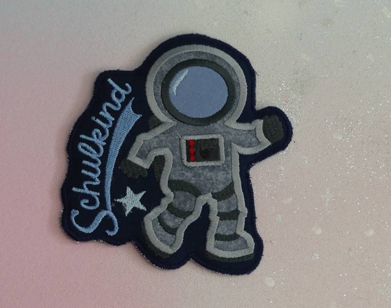 Klettie Patch 12-13cm Astronauten Weltraum Blau Schulkind Wunsch Für Magnet Schulranzen Applikation Schultüte Einschulung Feenkleiddesign von FeenkleidDesign2020
