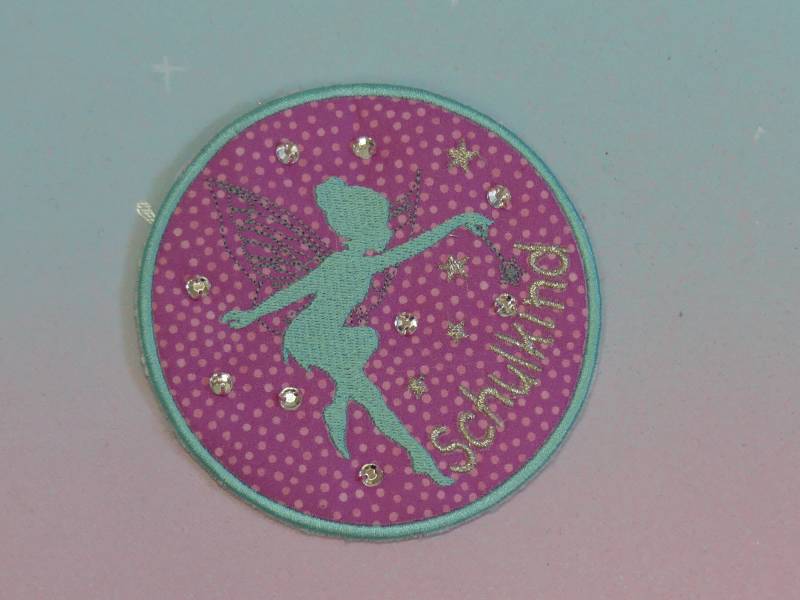 Klettie Patch 12cm Fee Elfe Schulkind Für Magnet Schulranzen Türkis Rosa Schultüte Einschulung Handgefertigt Feenkleiddesign von FeenkleidDesign2020