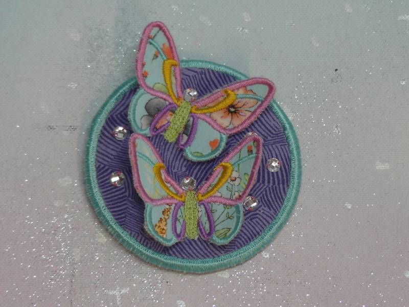 Klettie Patch 9cm Schmetterling Wunsch Für Magnet Schulranzen Applikation Flieder Schultüte Einschulung Handgefertigt Unikat Feenkleiddesign von FeenkleidDesign2020