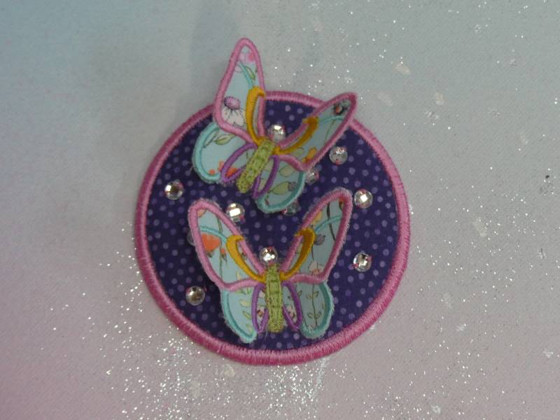 Klettie Patch 9cm Schmetterling Wunsch Für Magnet Schulranzen Applikation Flieder Schultüte Einschulung Handgefertigt Unikat Feenkleiddesign von FeenkleidDesign2020