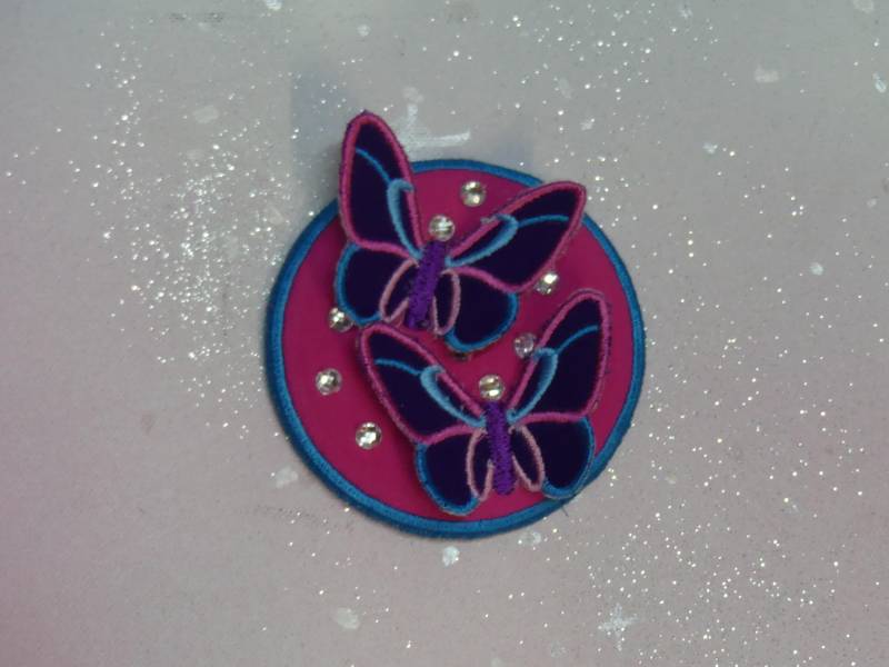 Klettie Patch 9cm Schmetterling Wunsch Für Magnet Schulranzen Applikation Pink Schultüte Einschulung Handgefertigt Unikat Feenkleiddesign von FeenkleidDesign2020