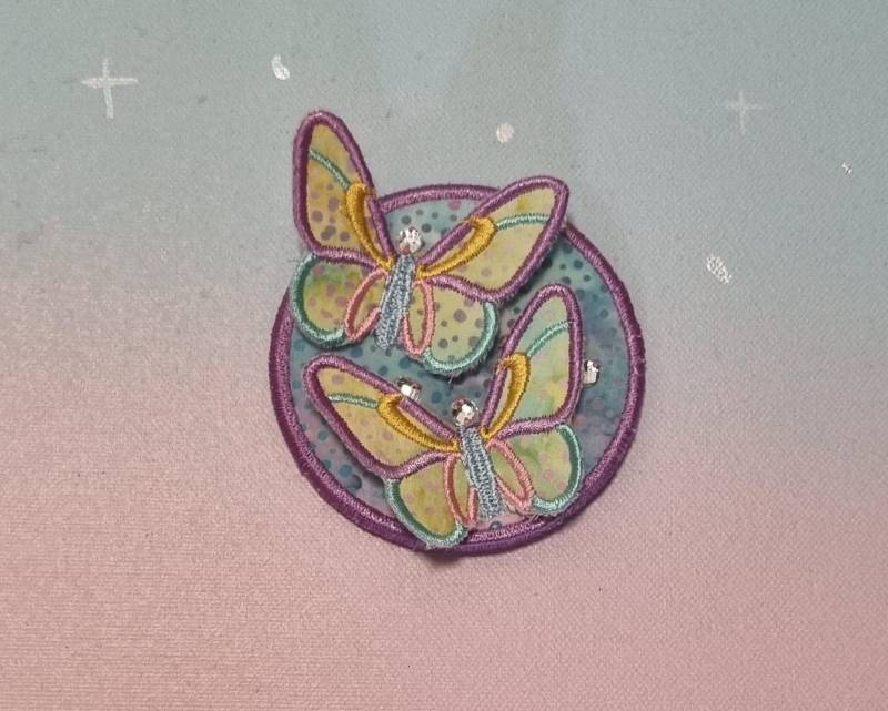 Klettie Patch 9cm Schmetterling Wunsch Für Magnet Schulranzen Applikation Türkis Flieder Schultüte Einschulung Handgefertigt Feenkleiddesign von FeenkleidDesign2020