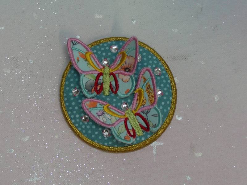 Klettie Patch 9cm Schmetterling Wunsch Für Magnet Schulranzen Applikation Türkis Gold Schultüte Einschulung Handgefertigt Feenkleiddesign von FeenkleidDesign2020