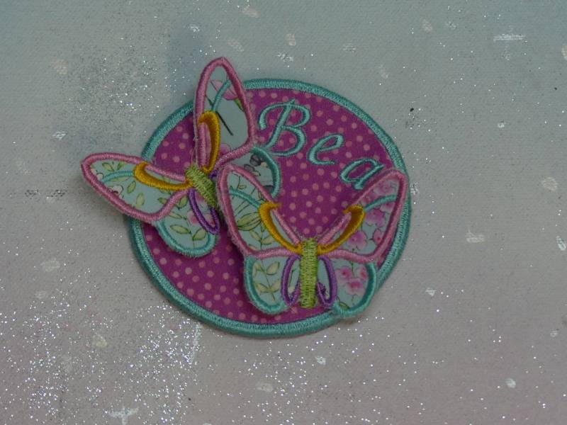 Klettie Patch Oval 8 - 9 cm Schmetterling Wunsch Für Magnet Schulranzen Applikation Rosa Schultüte Einschulung Handgefertigt Feenkleiddesign von FeenkleidDesign2020