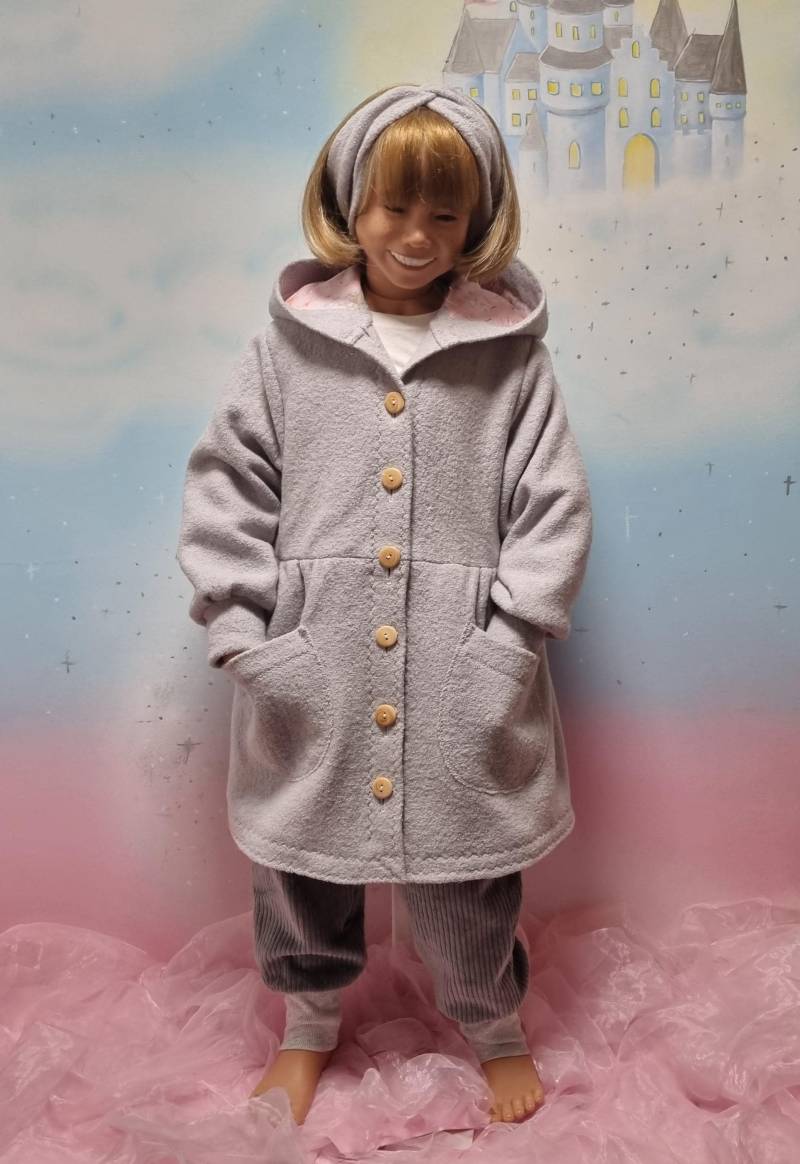 Merino Wollwalk Mantel Superweicher Griff 100% Wolle Individuell Gestalten Grau Gr.86-140 Winter Jacke Schurwolle Unikat Feenkleiddesign von FeenkleidDesign2020