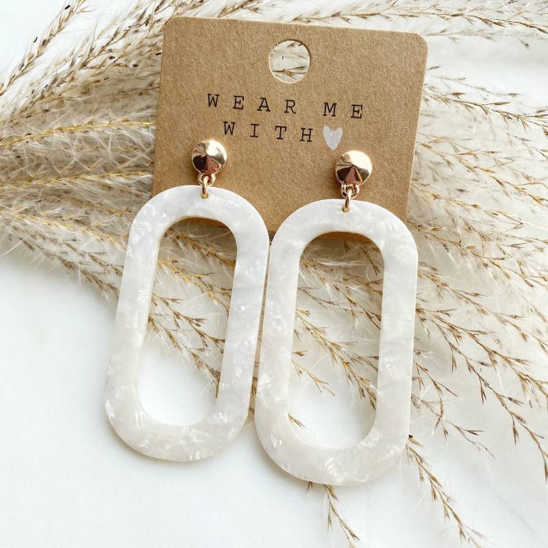 Boho Creme Ohrringe Aus Resin Harz von Feenmanufaktur