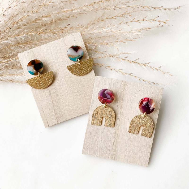 Boho Ohrringe Resin Harz Leomuster von Feenmanufaktur