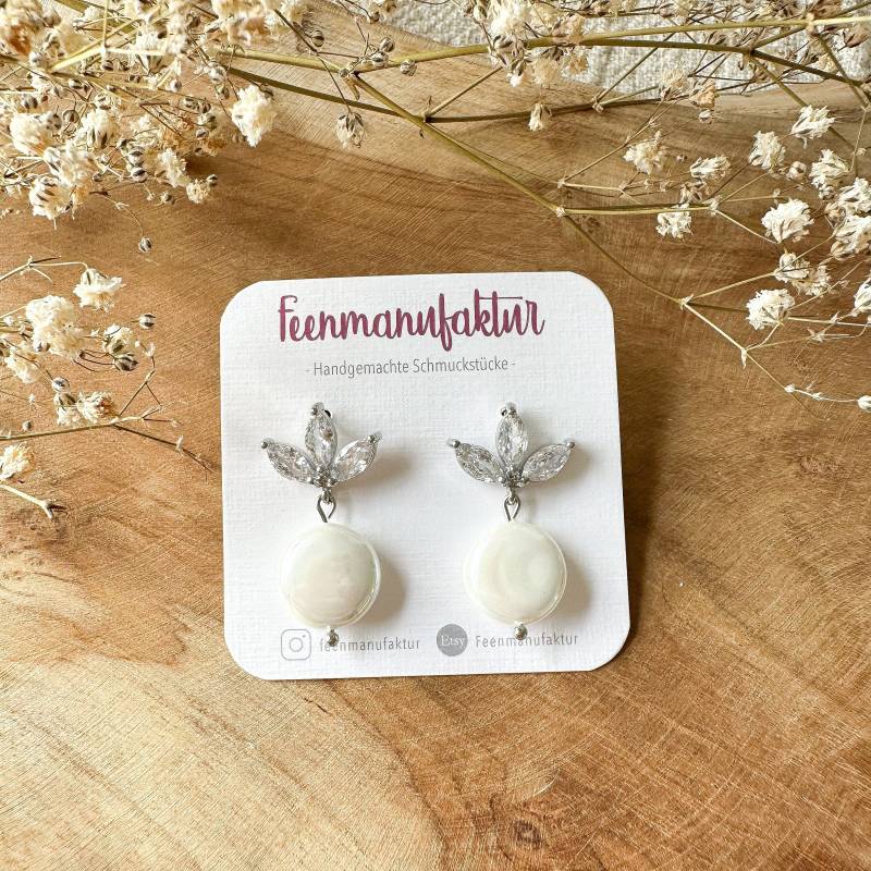 Echtperlen-Ohrringe Braut Silber Oder Gold "Eloise" Hochzeitsschmuck von Feenmanufaktur