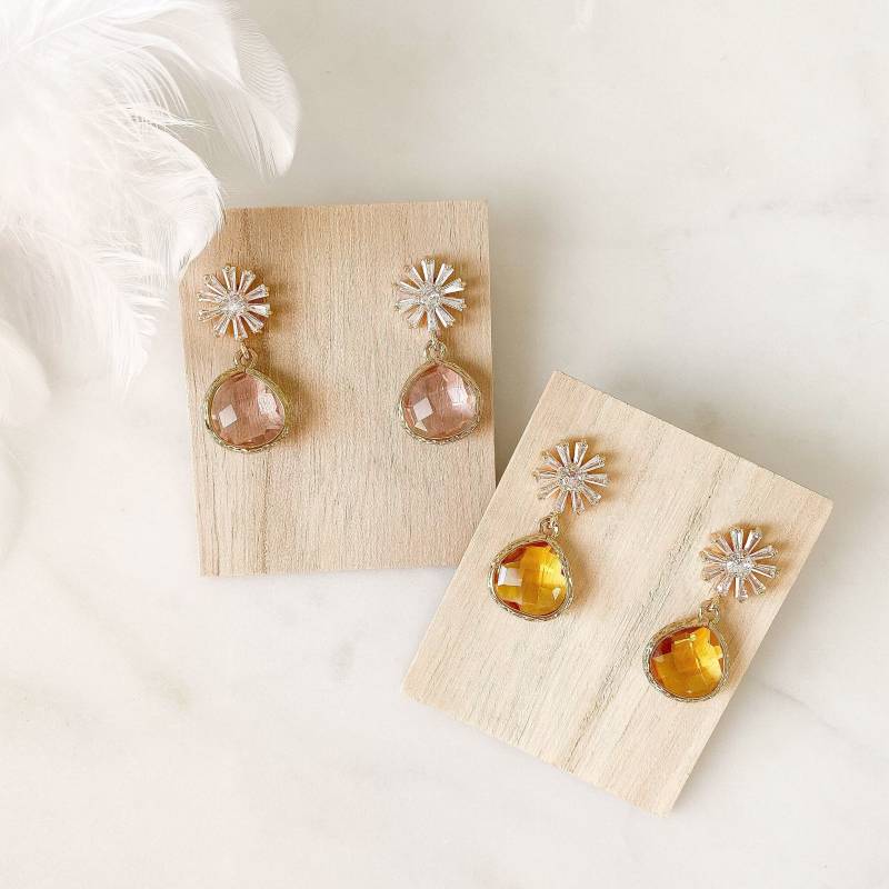 Edle Ohrringe 24K Vergoldet "Elenor" Hochzeitsschmuck von Feenmanufaktur