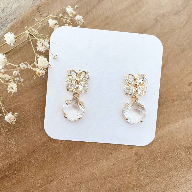 Edle Ohrringe 24K Vergoldet "Elody" Hochzeitsschmuck von Feenmanufaktur