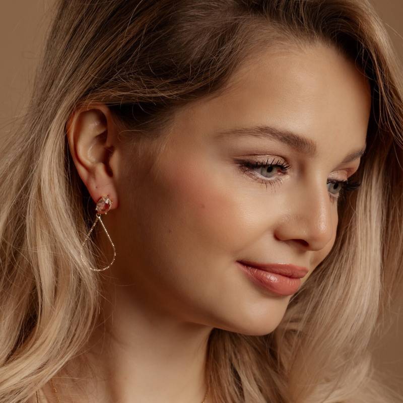 Kristallglas Brautschmuck-Ohrringe "Anni" Gold von Feenmanufaktur