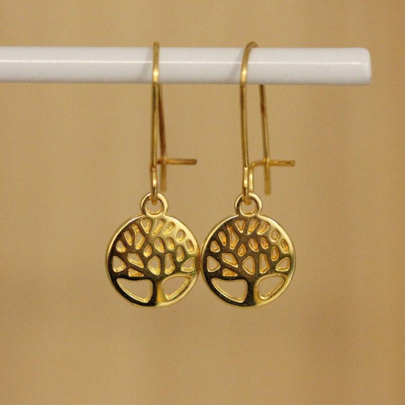 Lebensbaum-Ohrringe in Gold Handgefertigte Ohrhänger Boho Lebensbaum Edle Goldene Ohrringe - Perfekt Als Weihnachtsgeschenk von Feenmanufaktur