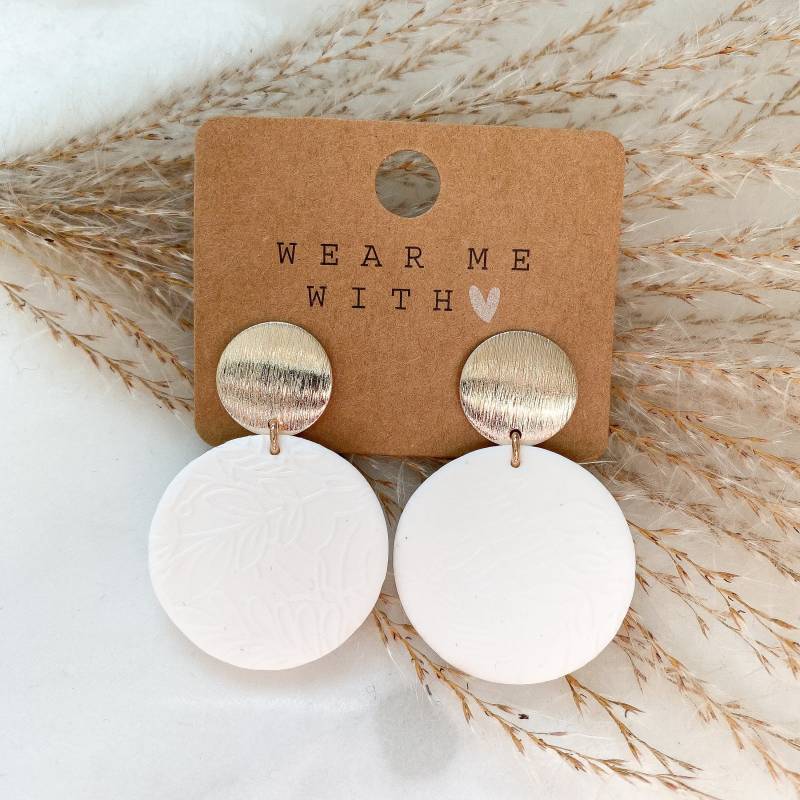 Polymer Clay Ohrringe "Becca" Weiß von Feenmanufaktur