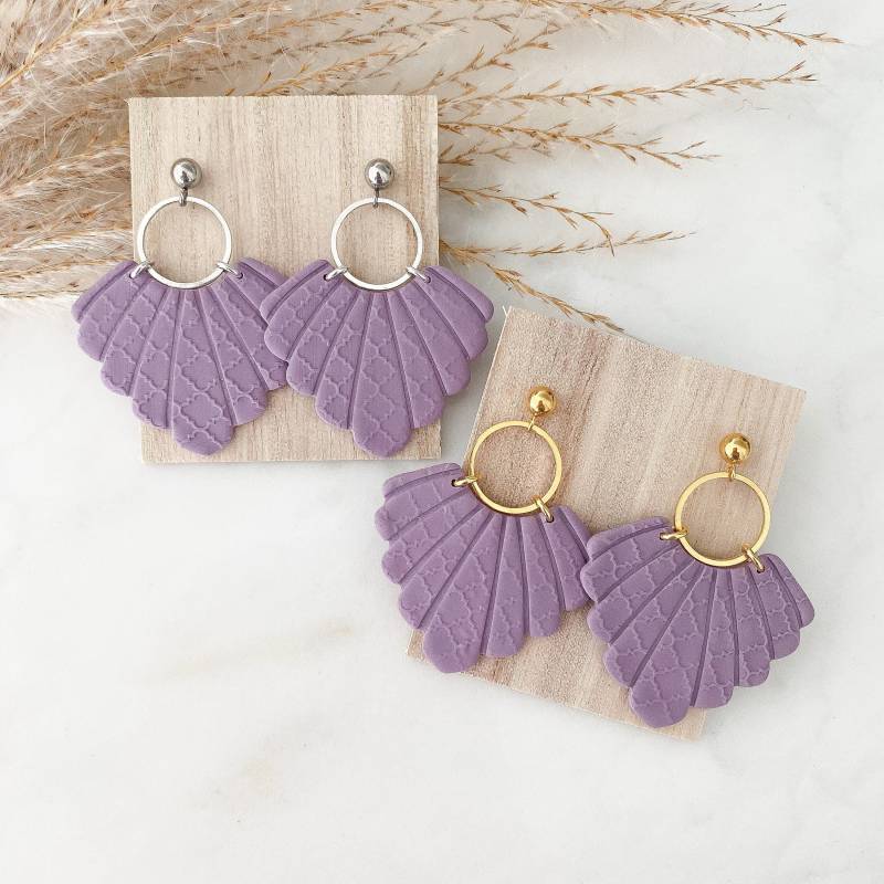 Polymer Clay Ohrringe "Mathilda" in Soft Lila von Feenmanufaktur