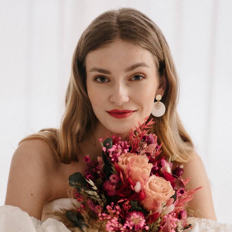 Polymer Clay Ohrringe "Violet" Weiß Gold von Feenmanufaktur