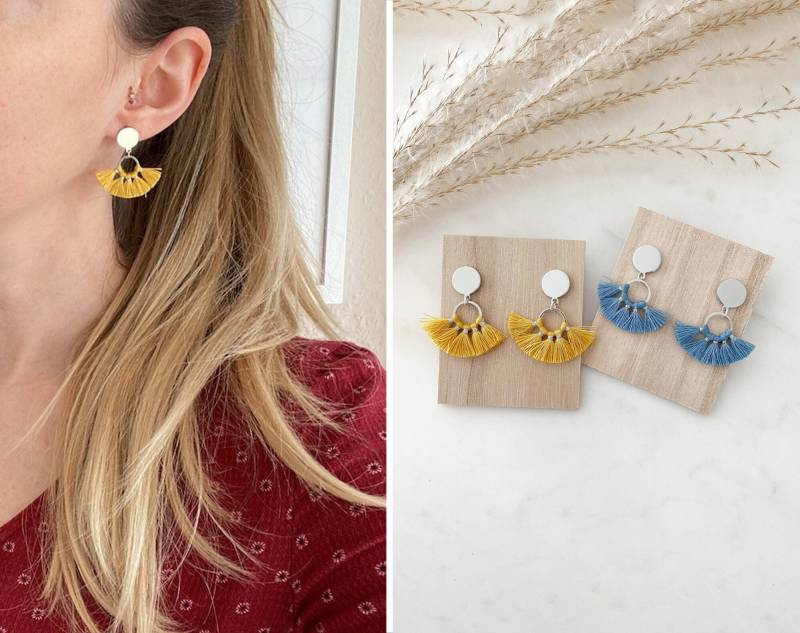 Quasten Boho Ohrringe Silber von Feenmanufaktur