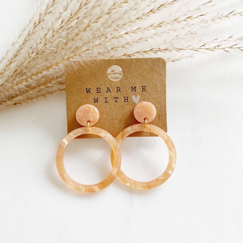 Resin Ohrringe "Georgia" Pfirsichfarben von Feenmanufaktur